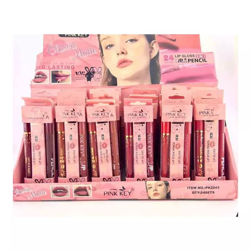 ست رژلب مایع و رژلب مدادی پینک کی